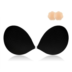 Niidor Adhesive Bra Strapless Sticky Invisible Push up Silicone Bra for Backless Dress with Nipple Covers, best nipple cover